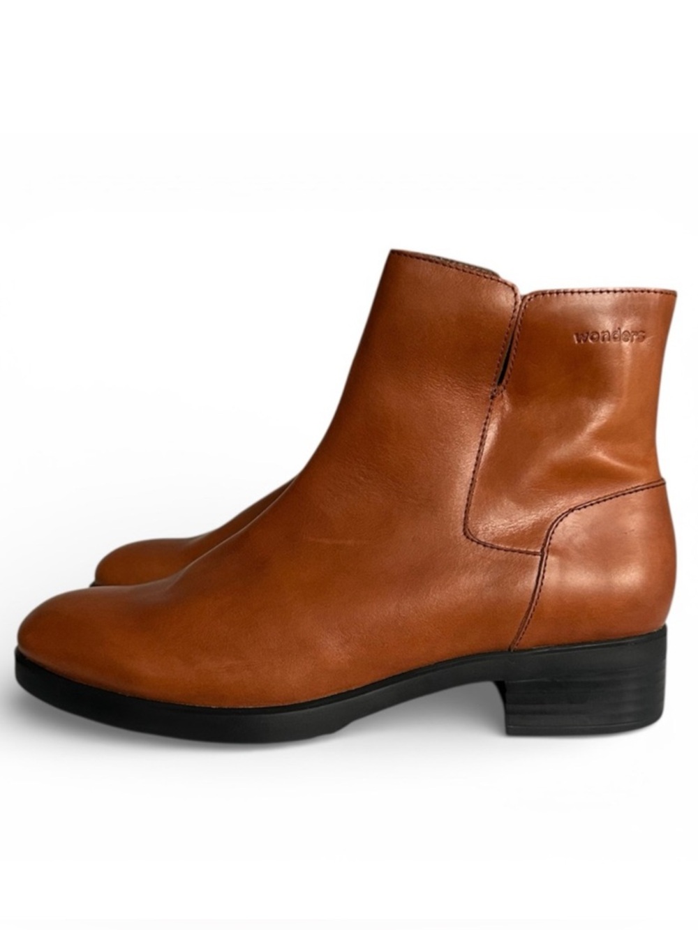 Wonders Chelsea Ankle Boots Block Heel in Cognac Womens Size EU 40 | US 9